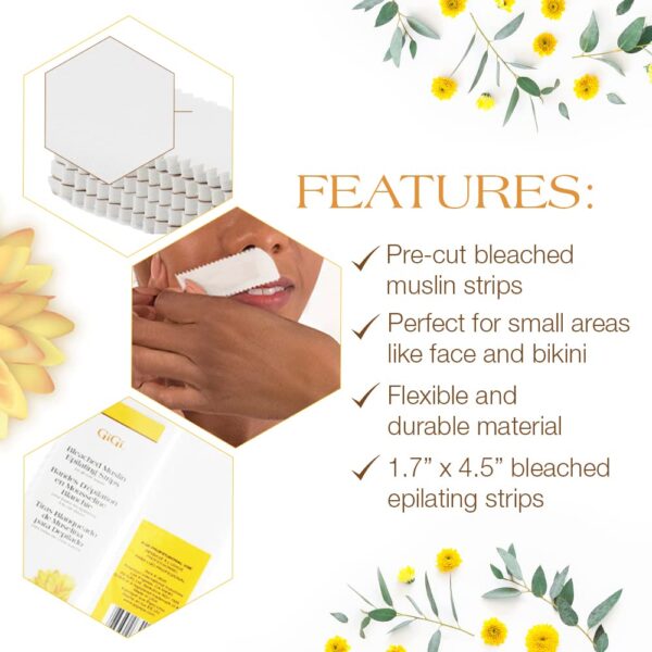 GiGi Small Bleached Muslin Epilating Strips for Hair Waxing/Hair Removal, 100 Strips - Image 4