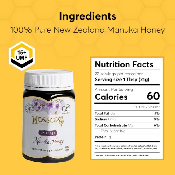 PRI Mossop?s Manuka Honey UMF 15+, MGO 514+ 1.1lb New Zealand Raw Monofloral Manuka Honey - Image 5