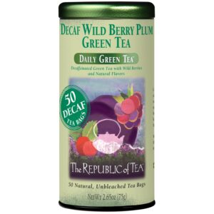 The Republic of Tea - Decaf Wild Berry Plum Green Tea, 50 Tea Bags, Tin | Fruit Tea | Decaffeinated - Image 1