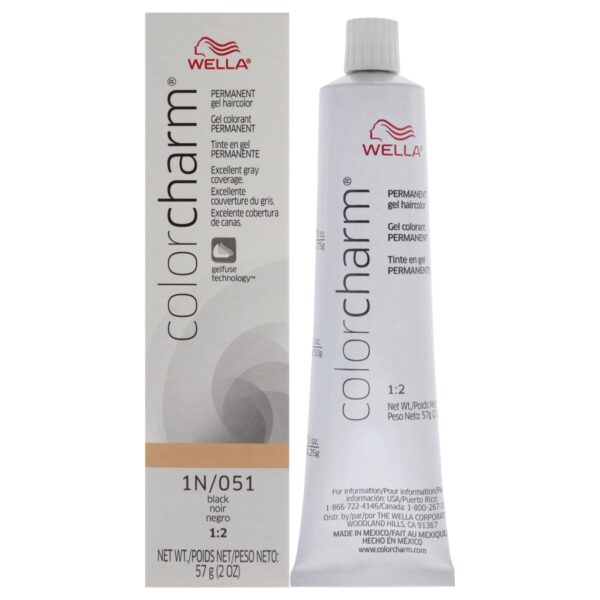 COLORCHARM Permanent Gel Hair Color for Gray Coverage, 1N/051 Black, 2 oz