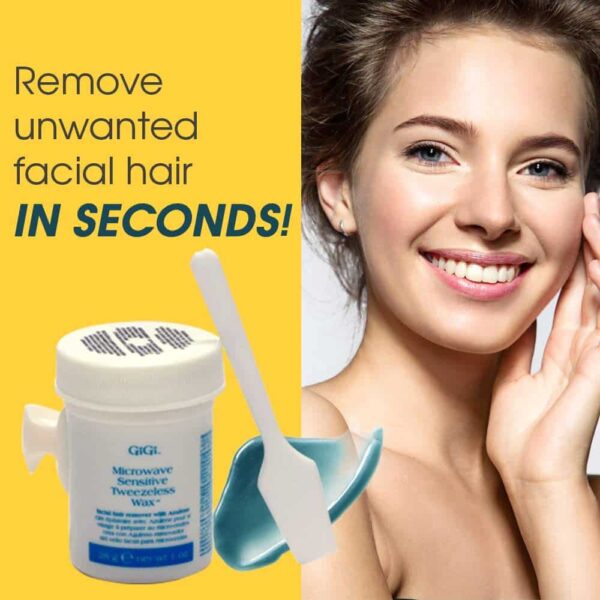 GiGi Microwave Sensitive Tweezeless Wax with Azulene Oil - Non-Strip Facial Hair Remover for Sensitive Skin, 1 oz - Image 2