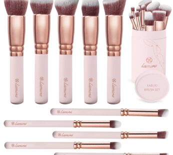 Kabuki Makeup Brush Set – Foundation Powder Blush Concealer Contour Brushes – Perfect for Liquid, Cream or Mineral Products – 10 Pc Collection with Pr