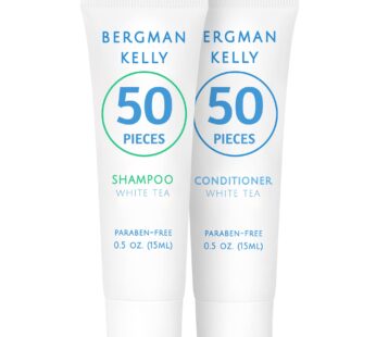 BERGMAN KELLY Travel Shampoo and Conditioner Set (0.5 fl oz, 100 Pieces, White Tea), Delight Your Guests with a Revitalizing and Refreshing Hotel Toil