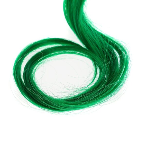 SWACC 12 Pcs Curly Wavy One Color Party Highlights Clip on in Hair Extensions Colored Hair Streak Synthetic Hairpieces (Green) - Image 3