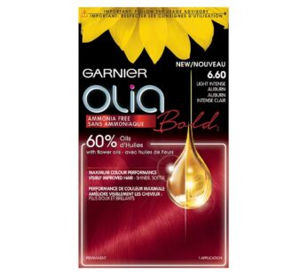 Garnier Olia Bold Ammonia Free Permanent Hair Color (Packaging May Vary), 6.60 Light Intense Auburn, Red Hair Dye, Pack of 1