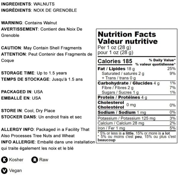 Food to Live - California Walnuts, 2.5 Pounds Halves & Pieces, Raw, Unsalted, Shelled, Kosher, Vegan, Sirtfood, Bulk. Rich in Omega-3 Fatty Acids, Pro - Image 4