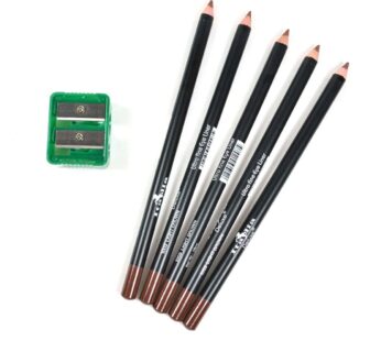 Aolbic 5 LIGHT BROWN ITALIA EYE LIP LINER PENCIL 1003 SET + FREE SHARPENER & Free ZipBag