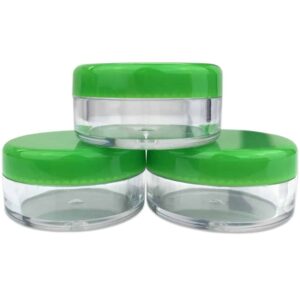 Beauticom (Quantity: 100 Pieces) 5G/5ML Round Clear Jars with GREEN Lids for Scrubs, Oils, Toner, Salves, Creams, Lotions, Makeup Samples, Lip Balms - Image 5