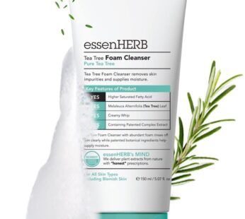 ESSENHERB TEA TREE FOAM CLEANSER, Creates a Creamy Foam that Soothes and Moisturizes, For All Skin Types Including Blemishes. (150ML)