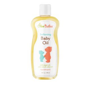 Baby Oil Multi Purpose with Argan Oil, Aloe Vera & Olive Oil 12 oz - Softening Hypoallergenic Solution for All Skin Types - Good on Men, Women & Kids - Image 1