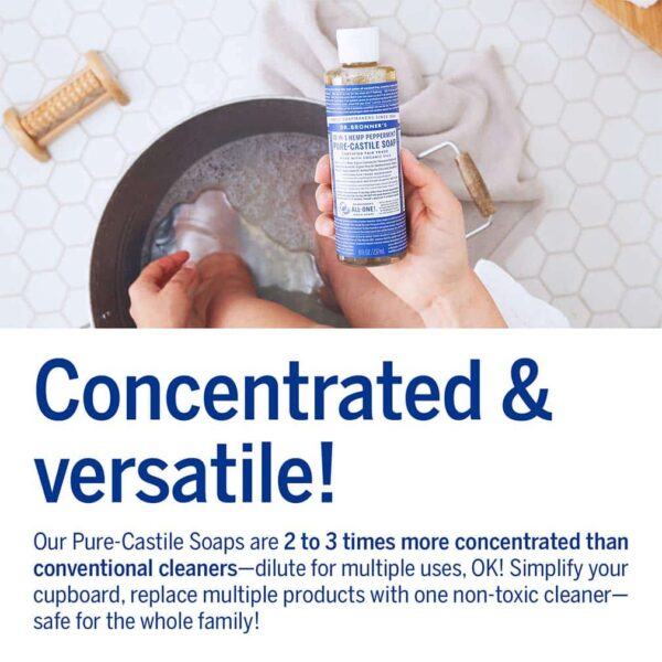 Dr. Bronner's - Pure-Castile Liquid Soap (4 Ounce Variety Pack) Peppermint, Lavender, Tea Tree, Eucalyptus, Almond - Made with Organic Oils, 18-in-1 U - Image 5