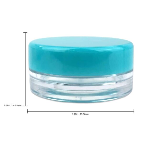 (100 Pieces Jars + Lid) Beauticom 3G/3ML Round Clear Jars with Teal Sky Blue Screw Cap Lids for Scrubs, Oils, Toner, Salves, Creams, Lotions, Makeup S - Image 3