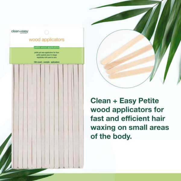 Clean + Easy Petite Waxing Sticks for Facial Waxing | Wood Applicator Spatulas for Hair Removal, 100 count - Image 3