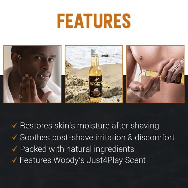 Woody's Aftershave, Soothing Post-Shave Tonic for Men With Aloe Vera, Calendula, Chamomile, and Monoi Oils, 6.3 Fl Oz - Image 4