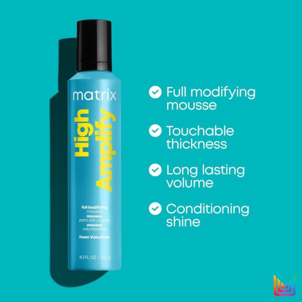 Matrix High Amplify Foam Volumizer Full Bodifying Mousse | Lightweight Lasting Volume | For Fine, Limp Hair | Conditioning Shine | Adds Thickness | Sa - Image 3