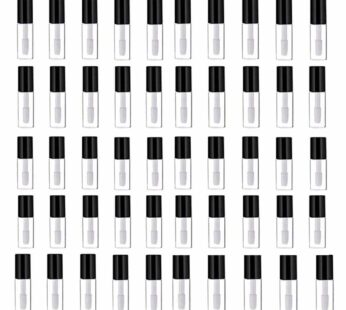 Mydio 50 Pack 1.2ML Clear Mini Lip Gloss Tube Empty Lip Balm Containers With Black Lid for Lipstick Samples