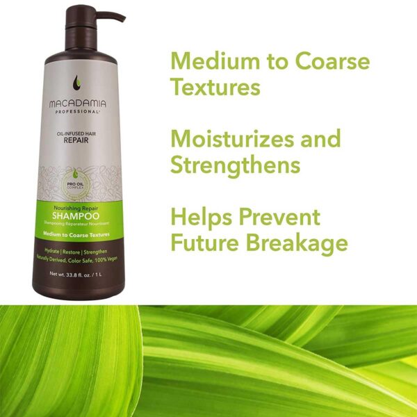 Nourishing Repair Shampoo 33.8oz Macadamia Professional Macadamia Oil and Argan Oil for Hydration, Shine, and Color Protection - Image 3