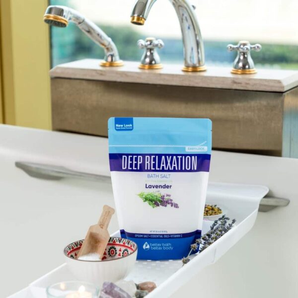 Deep Relaxation Bath Salt 32 Ounces Epsom Salt with Natural Lavender Essential Oil Plus Vitamin C in BPA Free Pouch with Easy Press-Lock Seal - Image 4