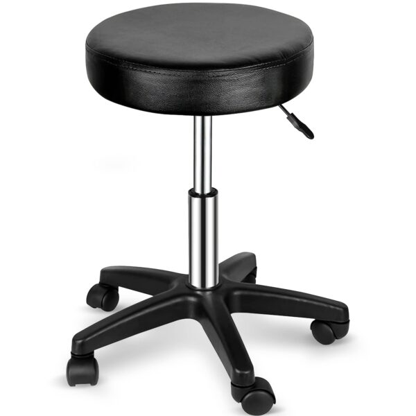 Nova Microdermabrasion Rolling Stool Swivel Salon Stool Chair Adjustable Drafting Stool Tattoo Office Massage Medical Facial Spa Stool (Black)