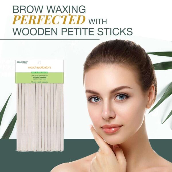 Clean + Easy Petite Waxing Sticks for Facial Waxing | Wood Applicator Spatulas for Hair Removal, 100 count - Image 2