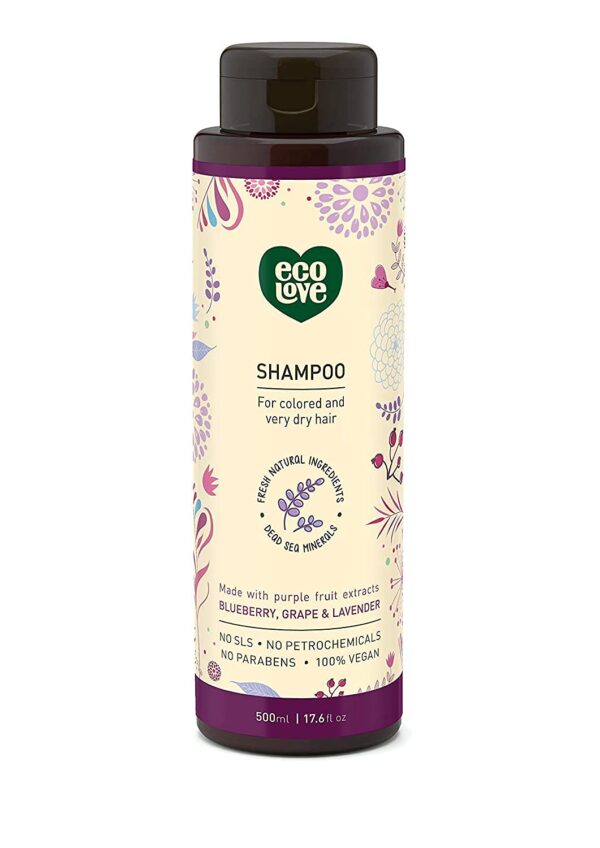 ecoLove - Natural Shampoo, Sodium lauryl sulfate Free, Vegan & Cruelty Free Shampoo for Color Treated Hair, Very Dry & Damaged Hair, Organic Lavender