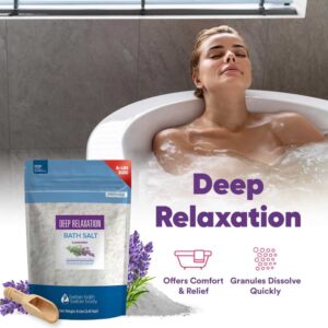 Deep Relaxation Bath Salt 128 Ounces Epsom Salt with Natural Lavender Essential Oil Plus Vitamin C in BPA Free Pouch - Image 6