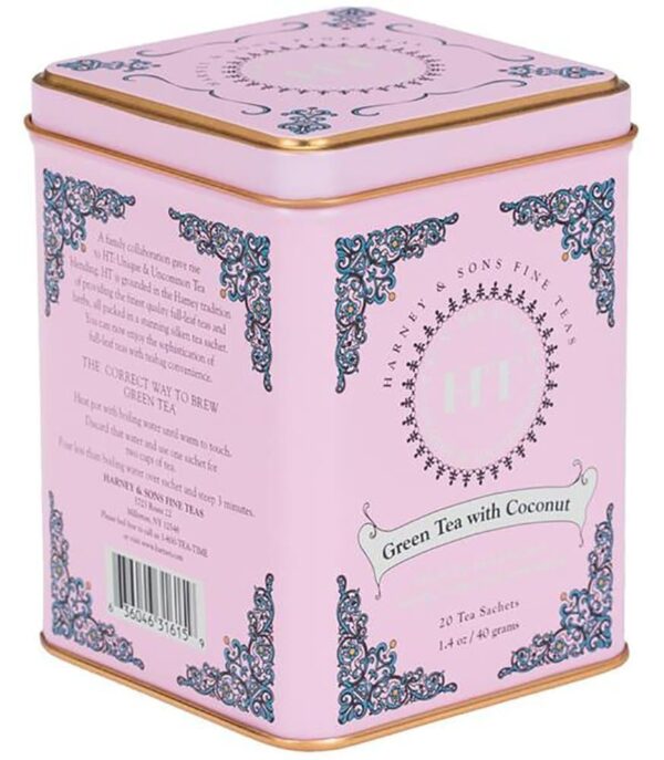 Harney & Sons Caffeinated Green Tea with Coconut Tin 20 Sachets
