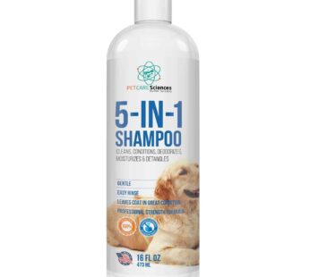 PET CARE Sciences 16 floz 5 in 1 Dog Shampoo for Itchy Skin – Sensitive Skin Dog Shampoo for Smelly Dogs – Dog Shampoos & Conditioners – Made in The U