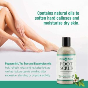 PhysAssist Foot Scrub 8 oz. with Tea Tree, Peppermint Soothes and Exfoliates Promoting a Deep Cooling Sensation Leaving Feet Feeling Calm and Refreshe - Image 2