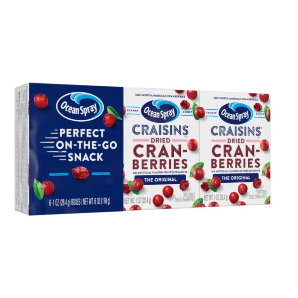Ocean Spray Craisins, Dried Cranberries, Original, 1 Oz Boxes, 6 Count (Pack of 12)