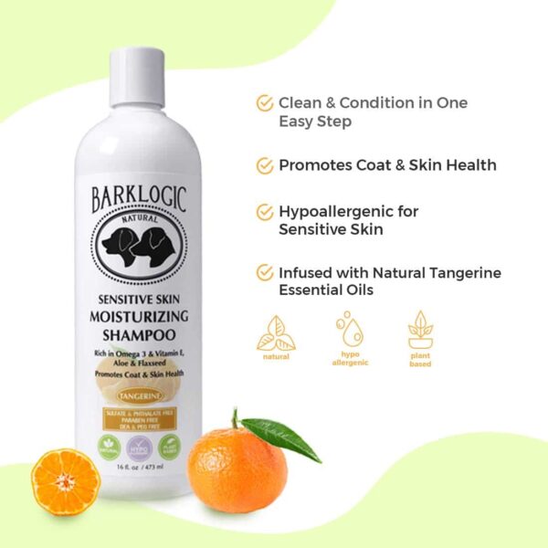 BarkLogic Sensitive Skin Moisturizing Shampoo, Tangerine, 16 fl oz -No Parabens, No Phthalates, No Sulfates, No DEA & PEG - w/Omega 3 and Vitamin E to - Image 3