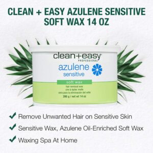 Clean + Easy Hair Removal Soft Wax With Azulene To Reduce Redness And Irritation- Ideal For Sensitive Skin, 14 oz - Image 2