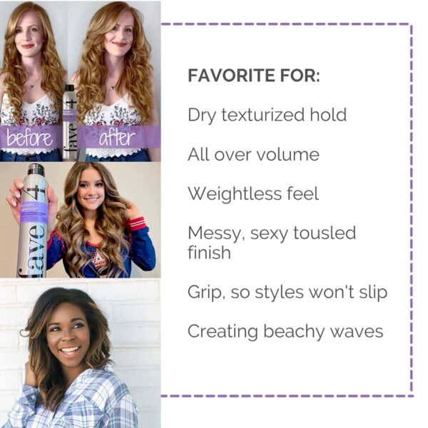 fave4 hair Texture Takeover Hairspray, Oomph Enhancing Texturizing Spray for Volume, 8 oz - Image 3