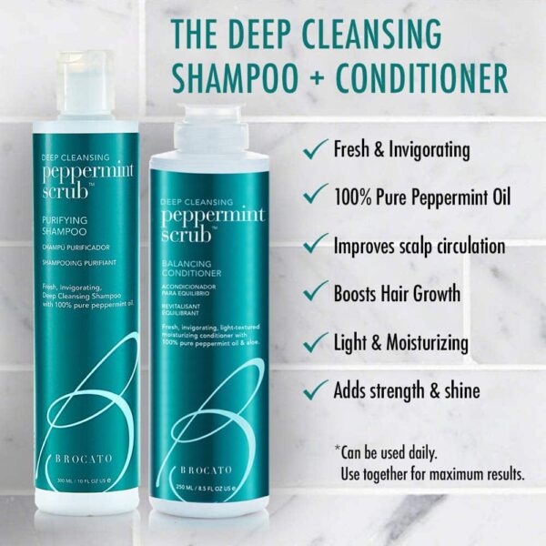 Brocato Peppermint Scrub Purifying Shampoo: Lightweight with Pure Peppermint Oil, Ideal for Oily to Normal Hair Types - Sulfate & Paraben Free, 10oz - Image 7