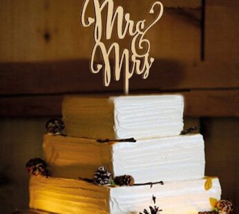 Mr and Mrs Cake Toppers, KOOTIPS Wooden Wedding Cake Topper Party Cake Decoration (Mr and mrs cake topper A)
