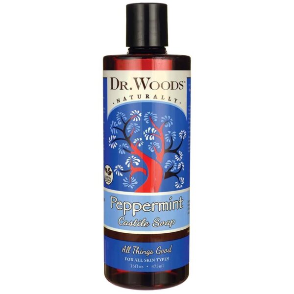 Dr. Woods Pure Peppermint Liquid Castile Soap, 16 Ounce