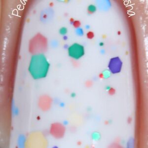 Oh Splat White Glitter Nail Polish with Rainbow Glitters- 0.5 oz Full Sized Bottle - Image 6