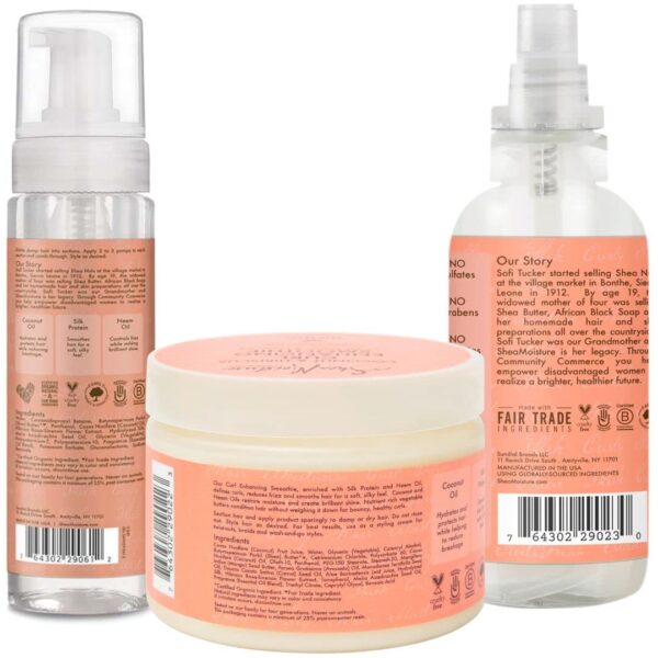 Shea Moisture Curly Hair Products, Coconut & Hibiscus Bundle Includes Frizz Free Curl Mousse 7.5 Fl Oz, Curl Enhancing Smoothie 12 Oz, Hold & Shine Mo - Image 2