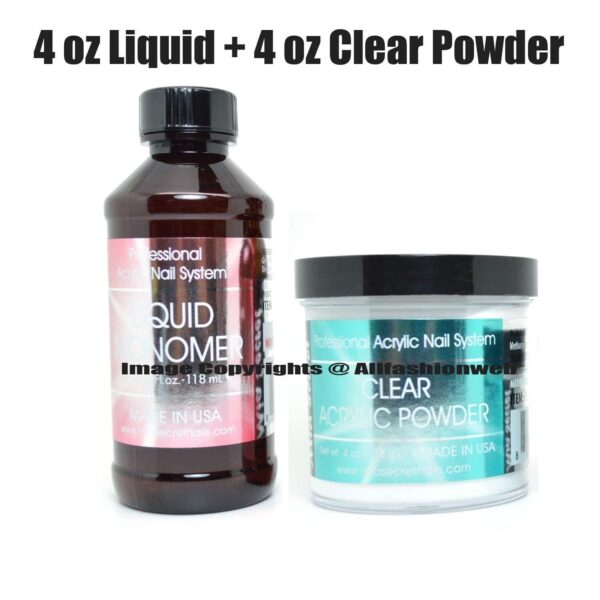 MIA SECRET 4oz Liquid Monomer + 4oz Clear Acrylic Powder Nail Art System - Image 3