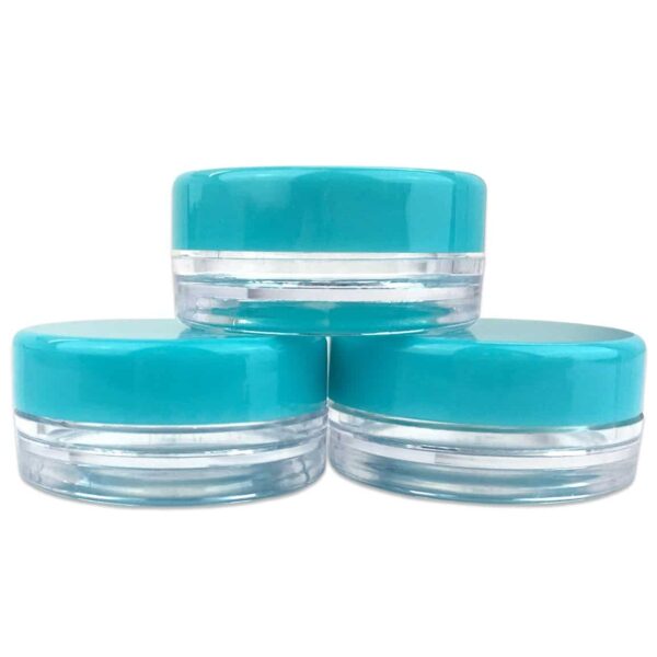 (100 Pieces Jars + Lid) Beauticom 3G/3ML Round Clear Jars with Teal Sky Blue Screw Cap Lids for Scrubs, Oils, Toner, Salves, Creams, Lotions, Makeup S - Image 5