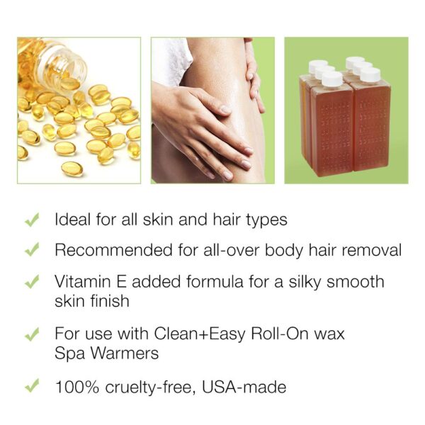 Clean & Easy Vit E Roll-On Wax 6-pack Large Vitamin E, Net Wt. 16.8 oz - Image 4