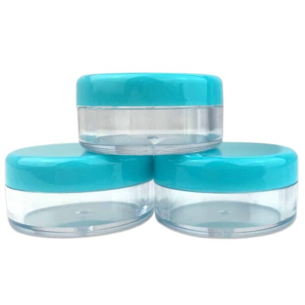 Beauticom (Quantity: 100 Pieces) 5G/5ML Round Clear Jars with Teal Sky Blue Lids for Scrubs, Oils, Toner, Salves, Creams, Lotions, Makeup Samples, Lip - Image 5