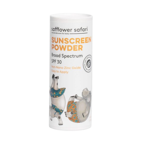 Baby All-Natural Sunscreen Powder SPF 25 Non Nano ZINC Oxide - Water & Sweat Resistant, Hypoallergenic, Made in USA by Safflower Safari