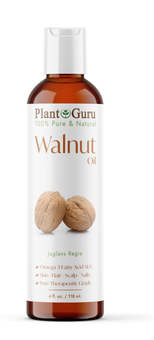 Walnut Oil 4 fl. oz. - Cold Pressed 100% Pure Natural - Skin, Body, Face, and Hair Growth Moisturizer. Great For Creams, Lotions, Lip balm and Soap Ma