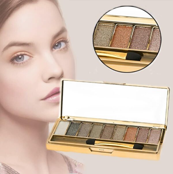 Sparkle Eyeshadow Palette&9 Colors Shimmer Makeup Palette & Cosmetic Brush Set &Gold Glitter, Highly Shining Pigmented Diamond &9 Color Eyeshadow 6# ( - Image 8