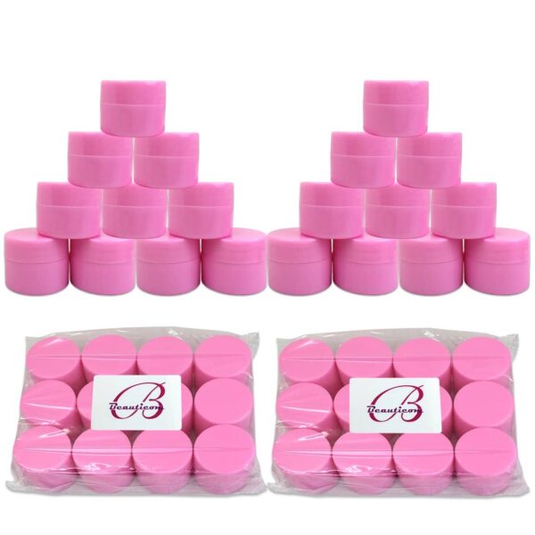 Beauticom 24 Pieces 7G/7ML (0.25oz) PINK Sturdy Thick Double Wall Plastic Container Jar with Foam Lined Lid for Lotion, Creams, Toners, Lip Balms, Mak