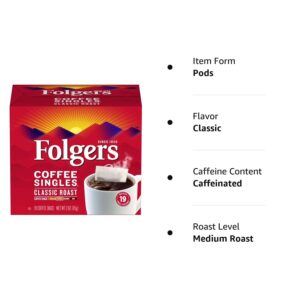 Folgers Coffee Singles - 19 packets per box, 12 boxes per case - Image 7