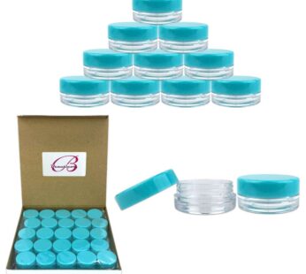 Beauticom 3g/3ml (0.1 Fl Oz) Round Clear Plastic Jars with Round Top Lids for Creams, Lotions, Make Up, Powders, Glitters, and more… (Color: Teal Li