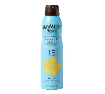 Hawaiian Tropic Everyday Active Clear Spray Sunscreen SPF 15, 6oz | Hawaiian Tropic Sunscreen SPF 15, Sunblock, Oxybenzone Free Sunscreen, Spray On Su