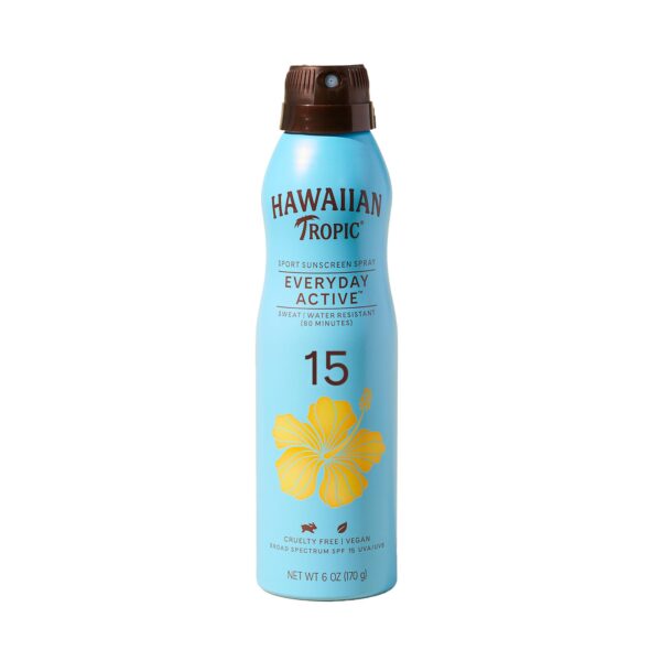 Hawaiian Tropic Everyday Active Clear Spray Sunscreen SPF 15, 6oz | Hawaiian Tropic Sunscreen SPF 15, Sunblock, Oxybenzone Free Sunscreen, Spray On Su